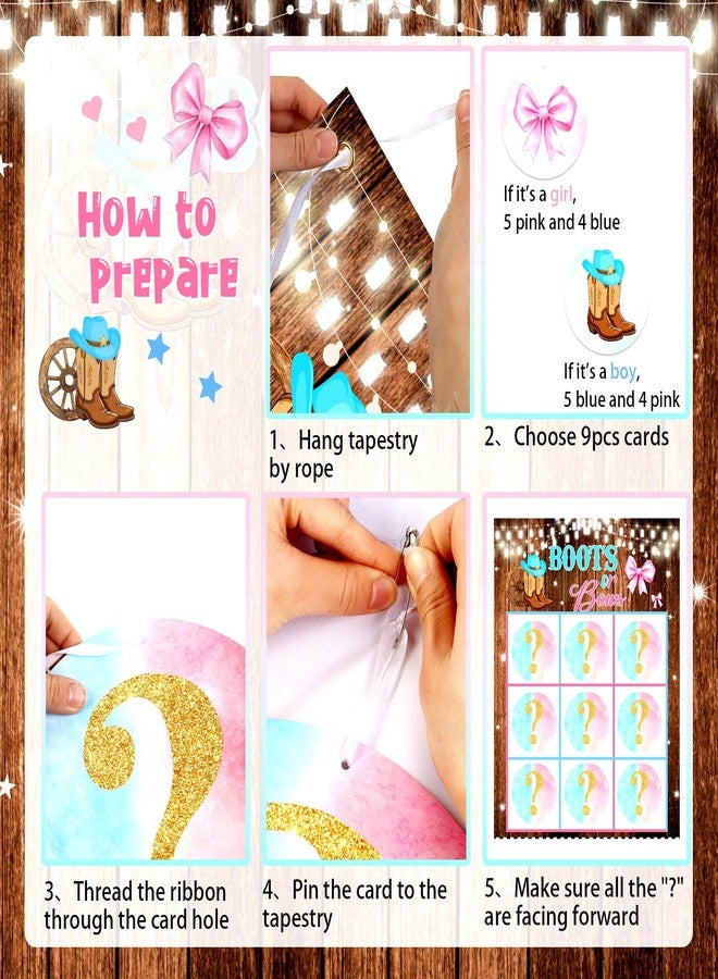 Cheerupp Boots or Bows Gender Reveal Tic Tac Toe Board Game, Cowboy Gender Reveal Ideas Games X and O Noughts and Crosses, Boy or Girl Signs Guessing Game Set for Baby Shower Party Favor Supplies - Image 4